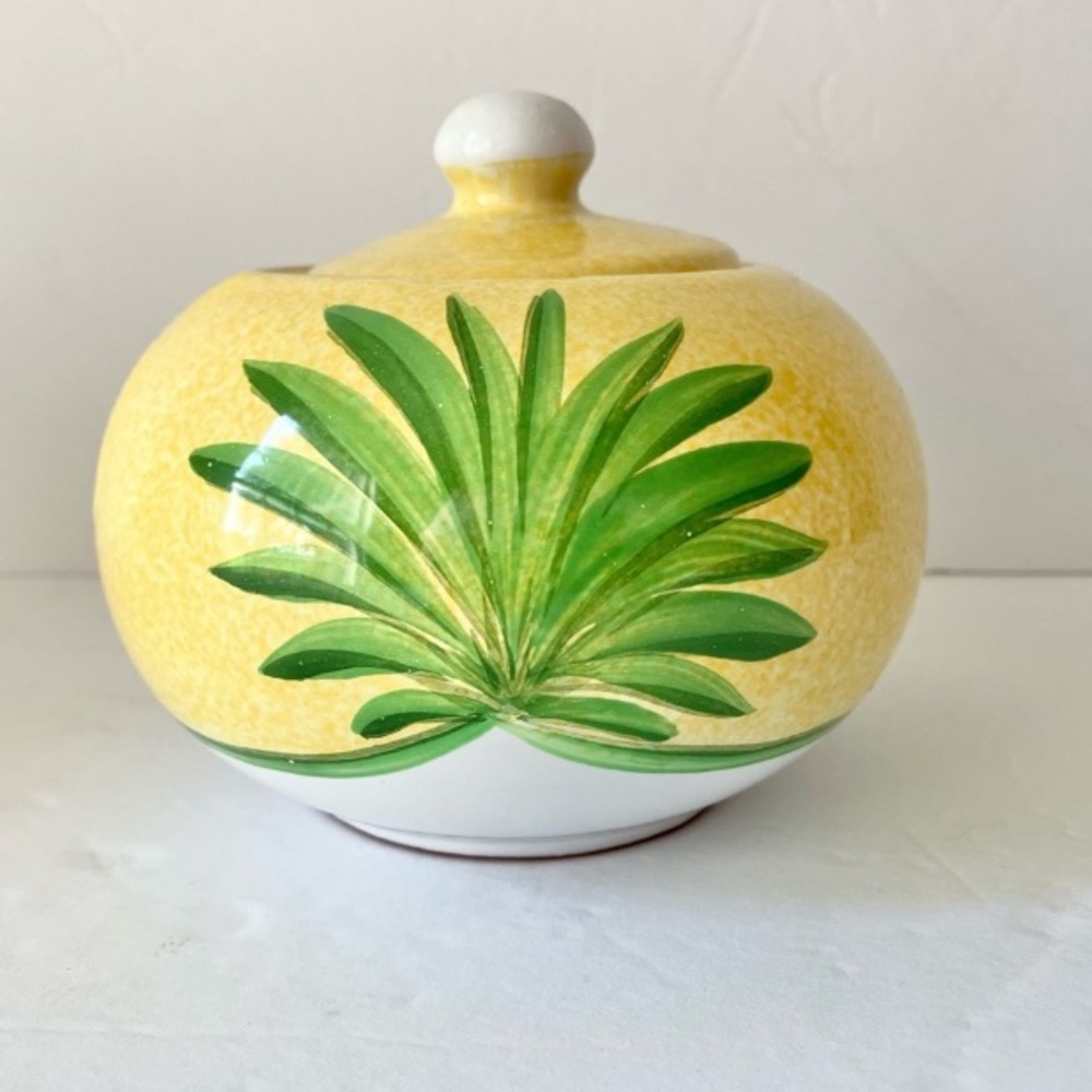 🎁5/$25 Present Tense Home Artistry Anne Hathaway Palm Leaf Sugar Bowl